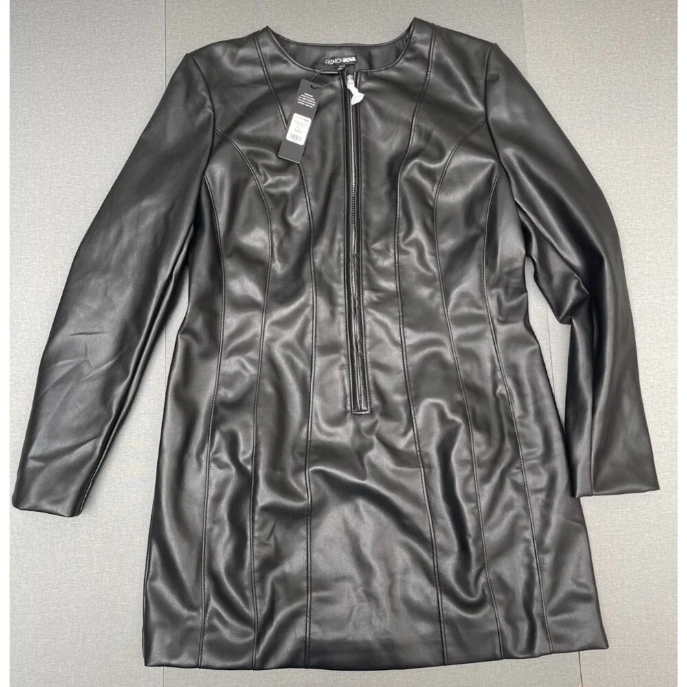 Fashion Nova Harley Faux Leather Mini Dress Size M NWT - Picture 10 of 10